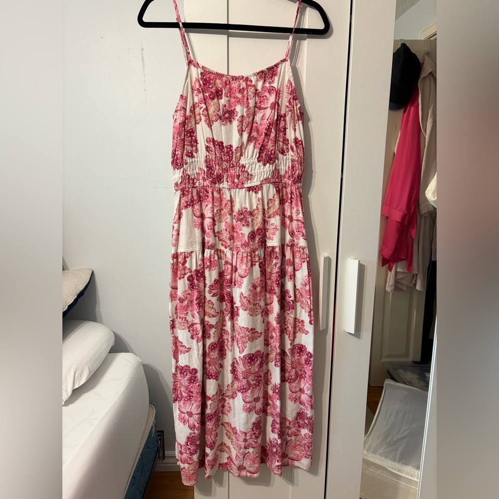 Old Navy Pink Floral Midi Dress